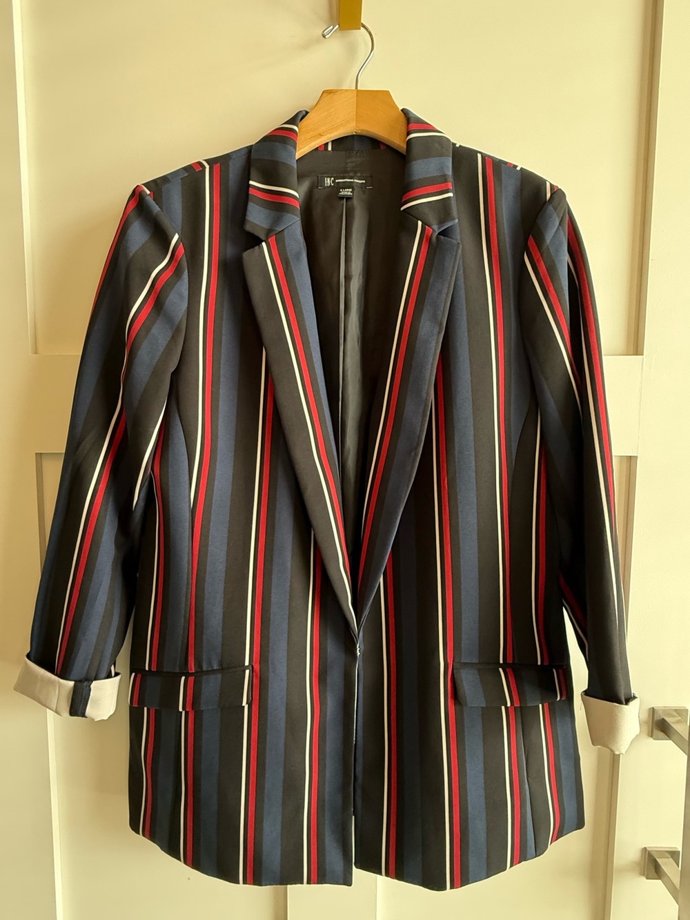 INC International Concepts Navy Blazer with Red & White Stripes